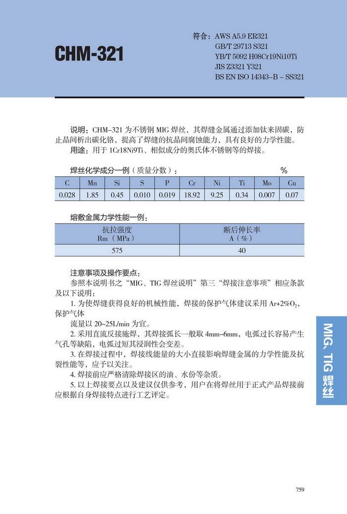 大西洋CHM-321(ER321)不锈钢MIG焊丝 气保焊丝